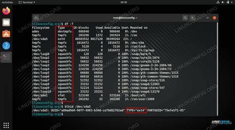 Установка выбранной файловой системы в Linux