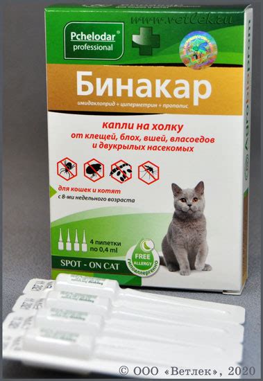 Бинакар капли для кошек: применение для собак