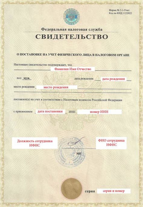 Описание национального стандарта на получение ИНН