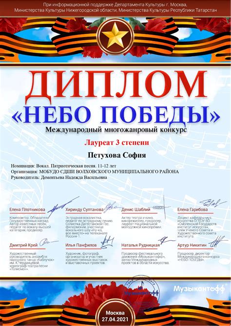 Успехи и творческие достижения